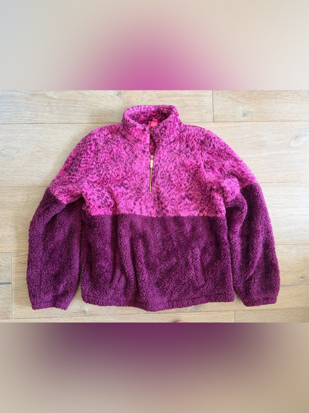 Lilly Pulitzer Keala Sherpa Popover quarter zip fuzzy pullover  - XL 12-14